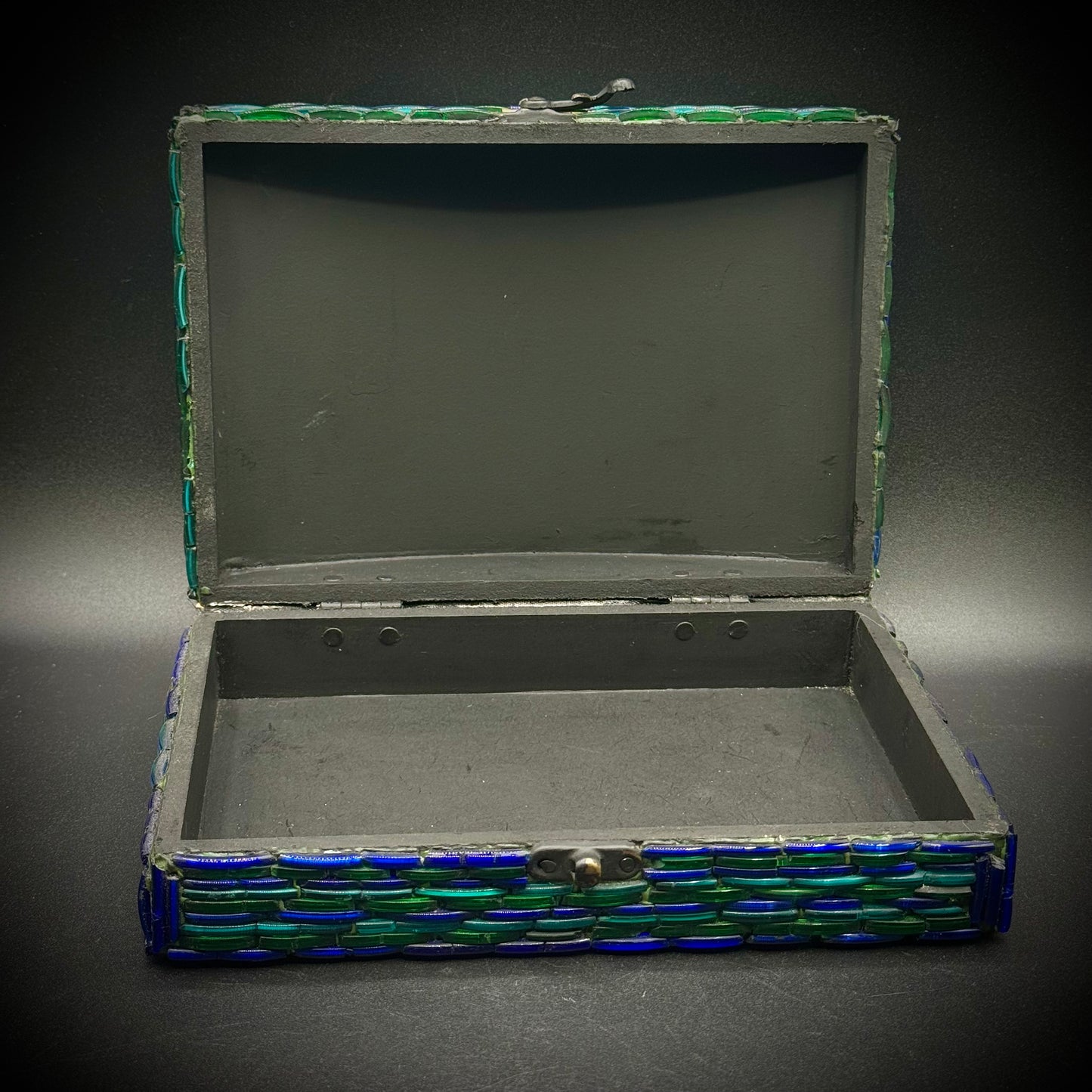 Colorful Beaded Box with Peacock Motif