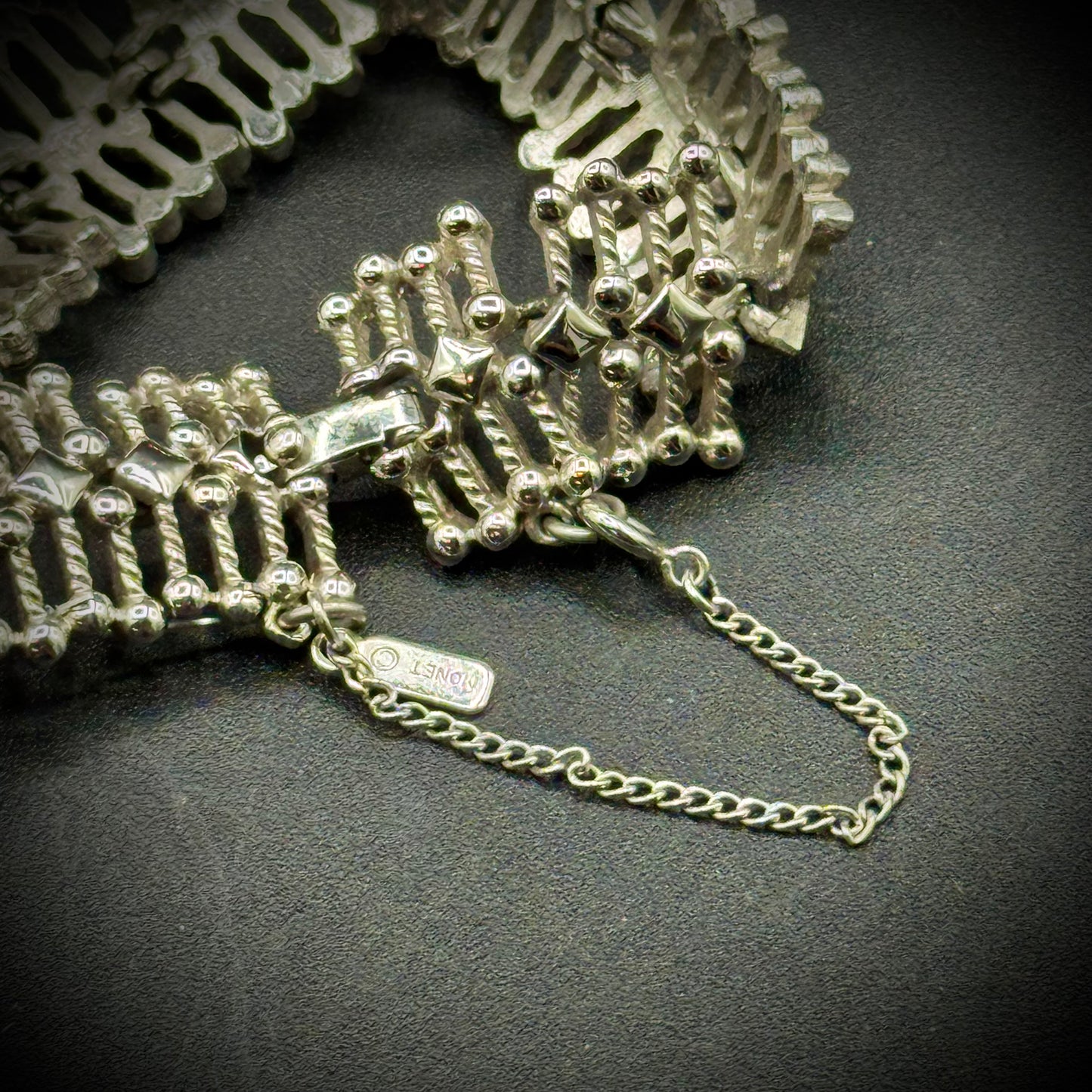 Vintage Monet Brutalist Bracelet with Safety Chain