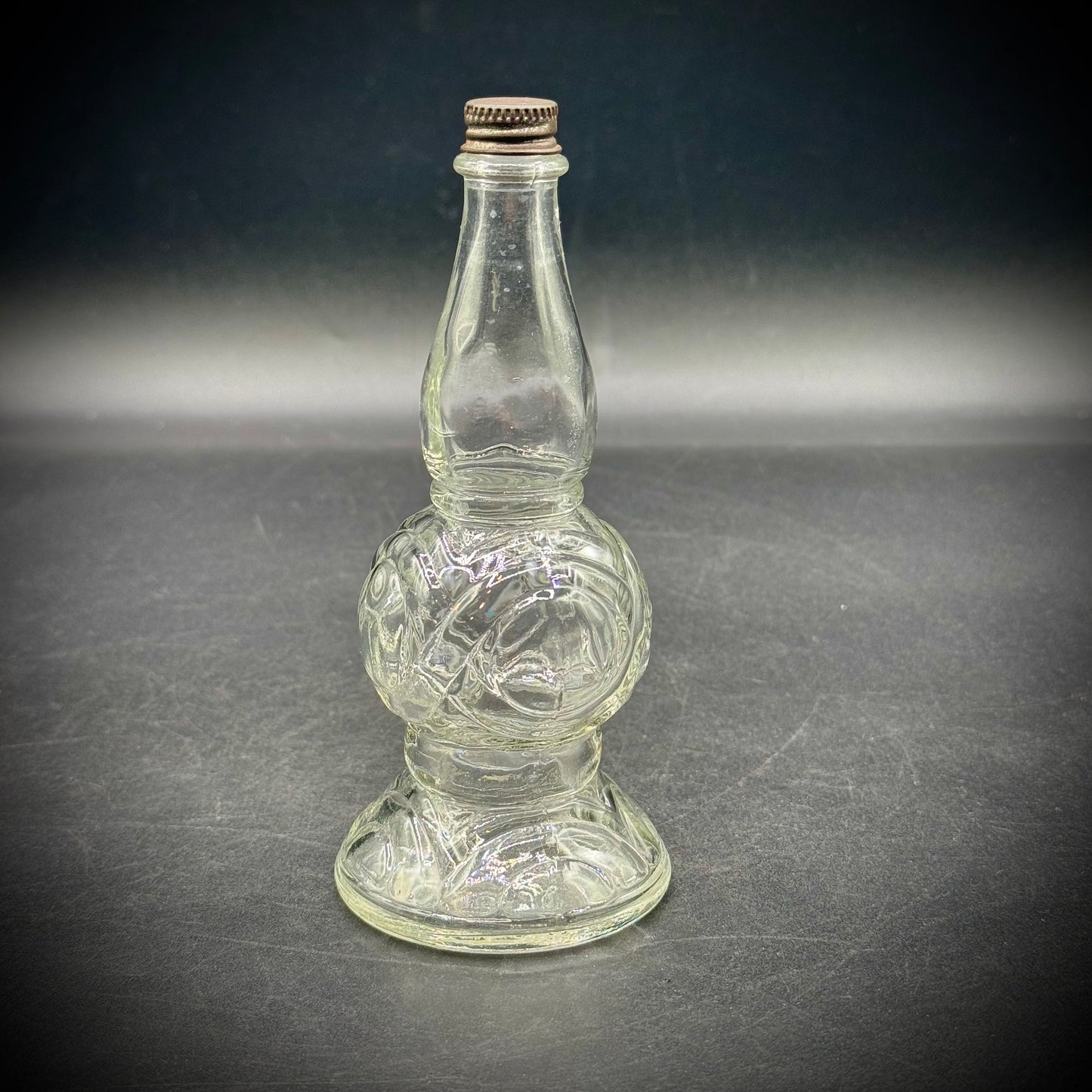 Vintage Glass Bottle w/Metal Cap