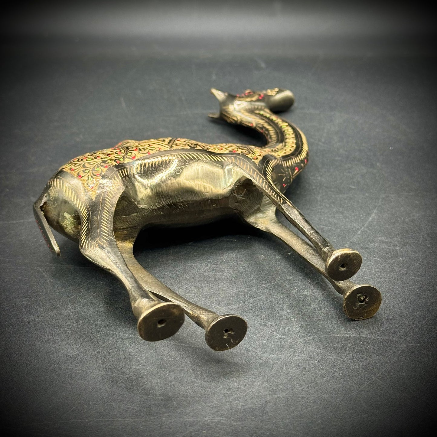 Vintage Egyptian Etched Brass Ornate Camel Figurine