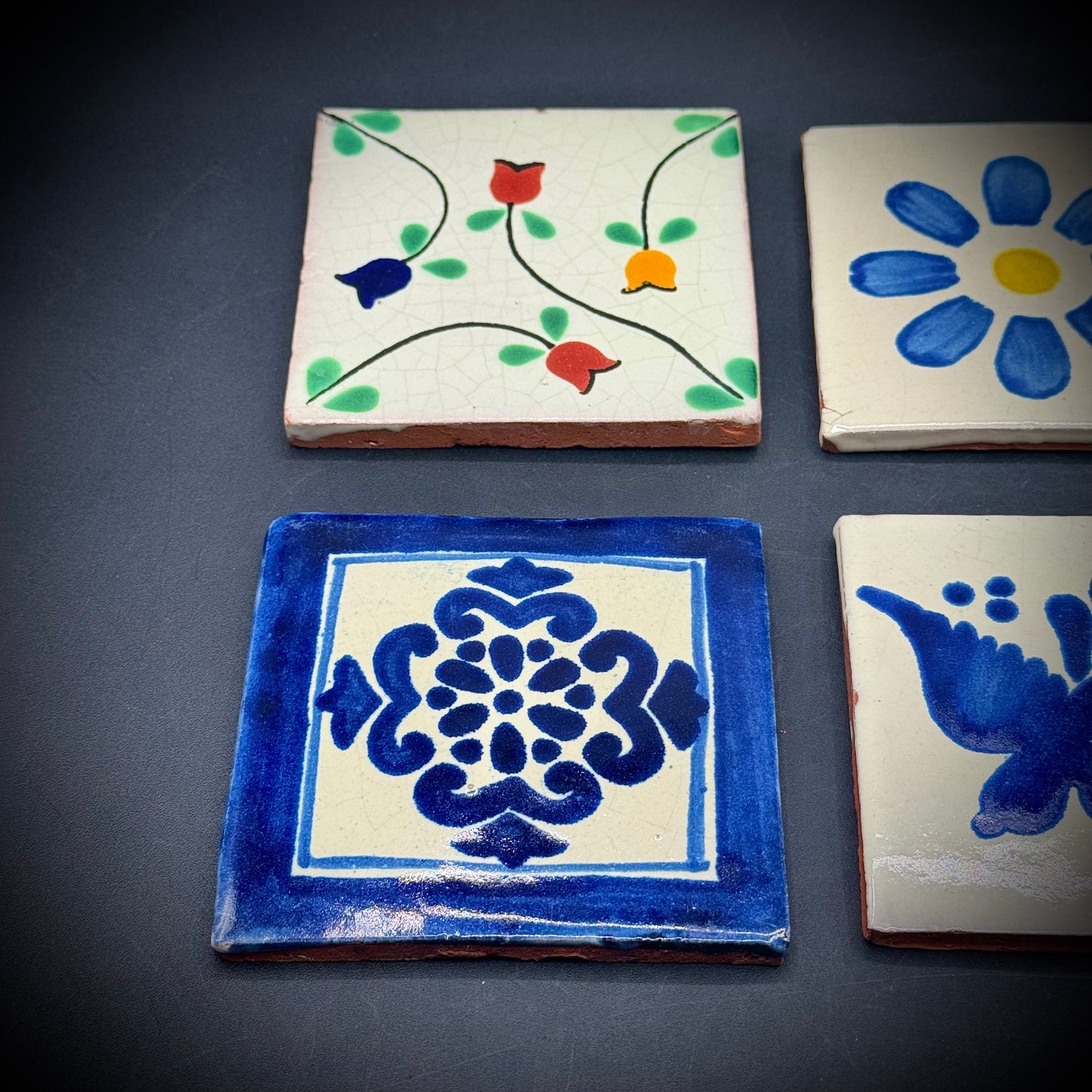 Set of 6 Vintage Hand Painted Tiles