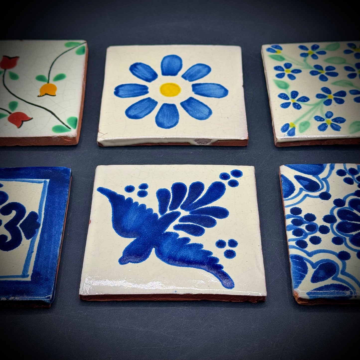 Set of 6 Vintage Hand Painted Tiles