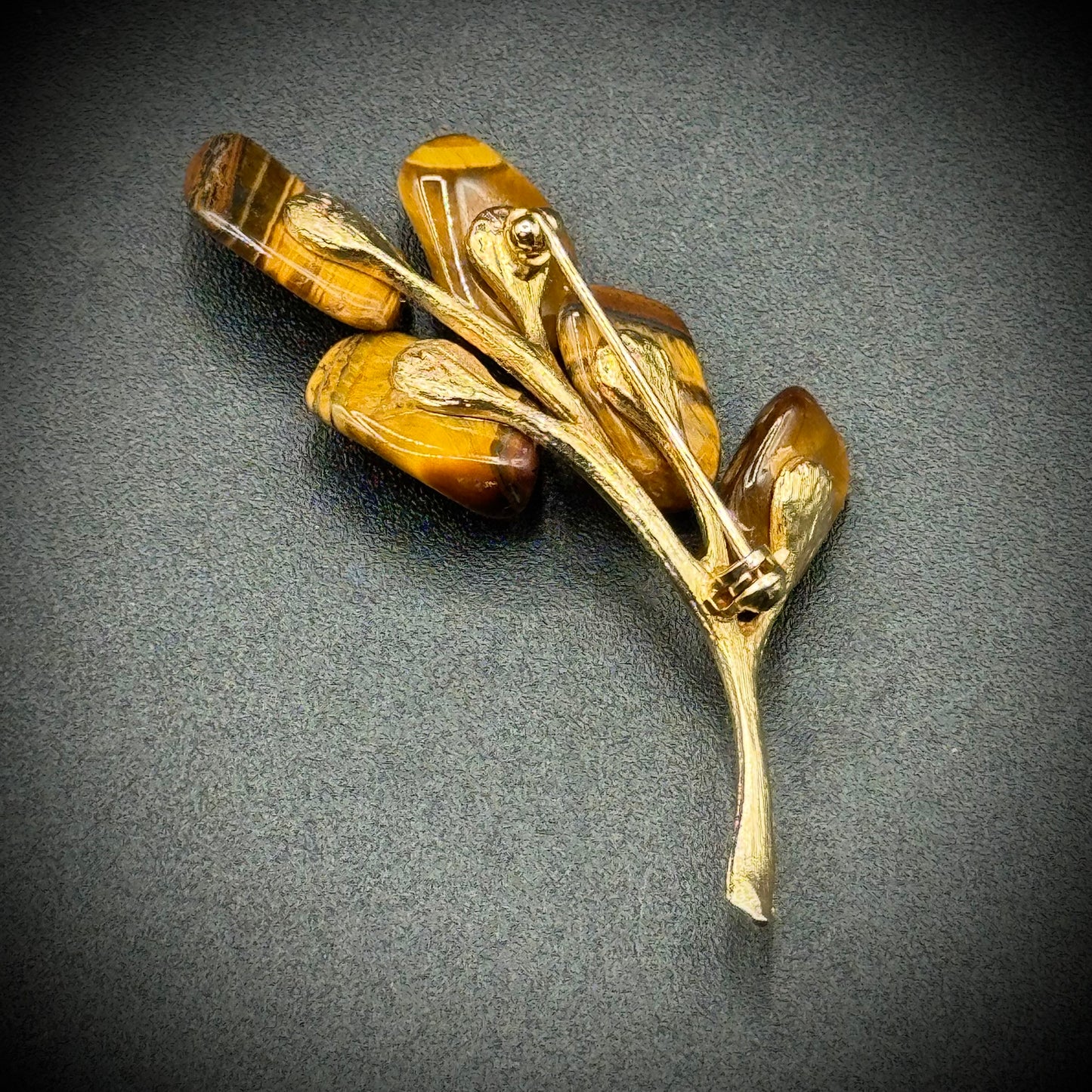 Vintage Tiger Eye Branch Motif Brooch