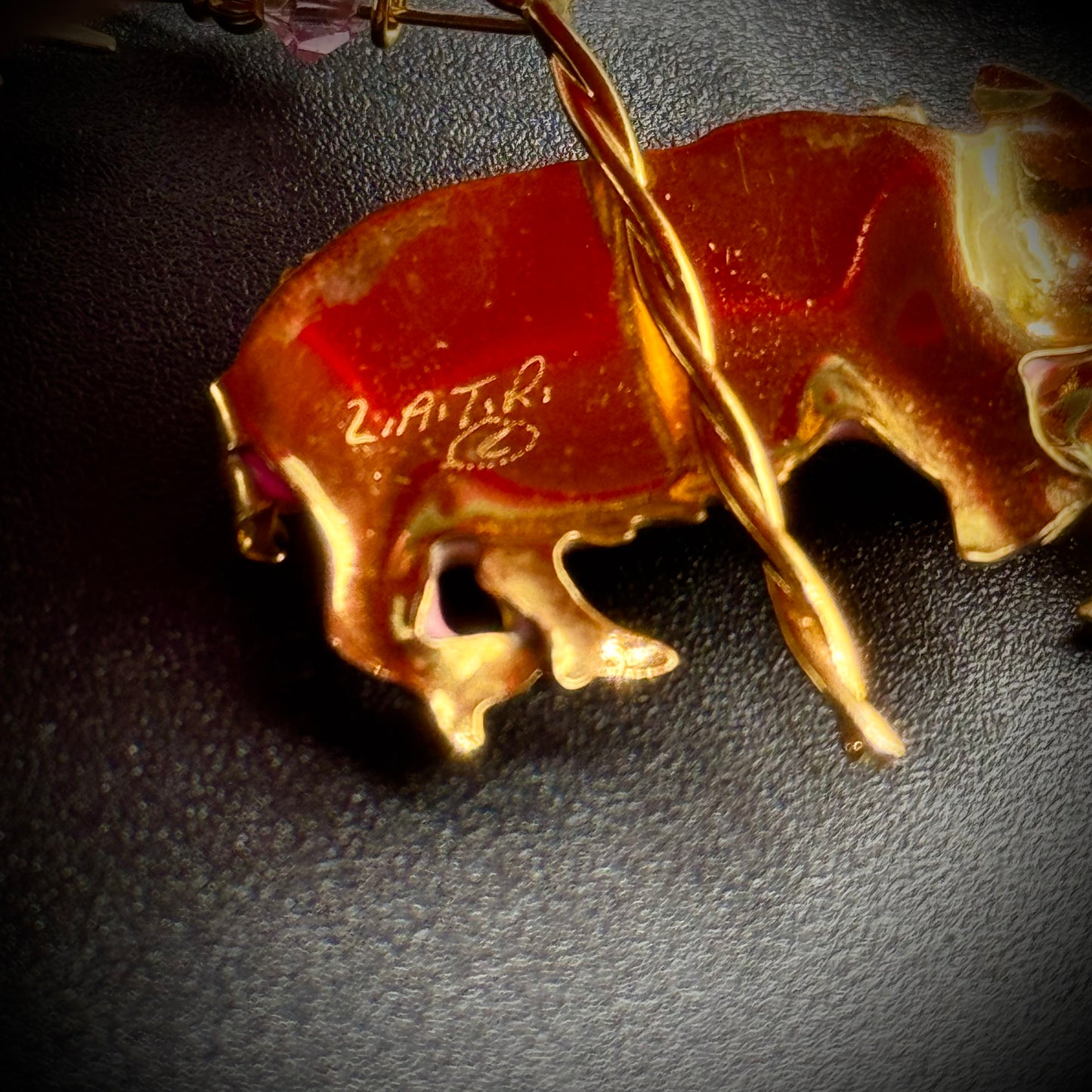 RARE Lunch At The Ritz Pig Carousel Dangle Earrings