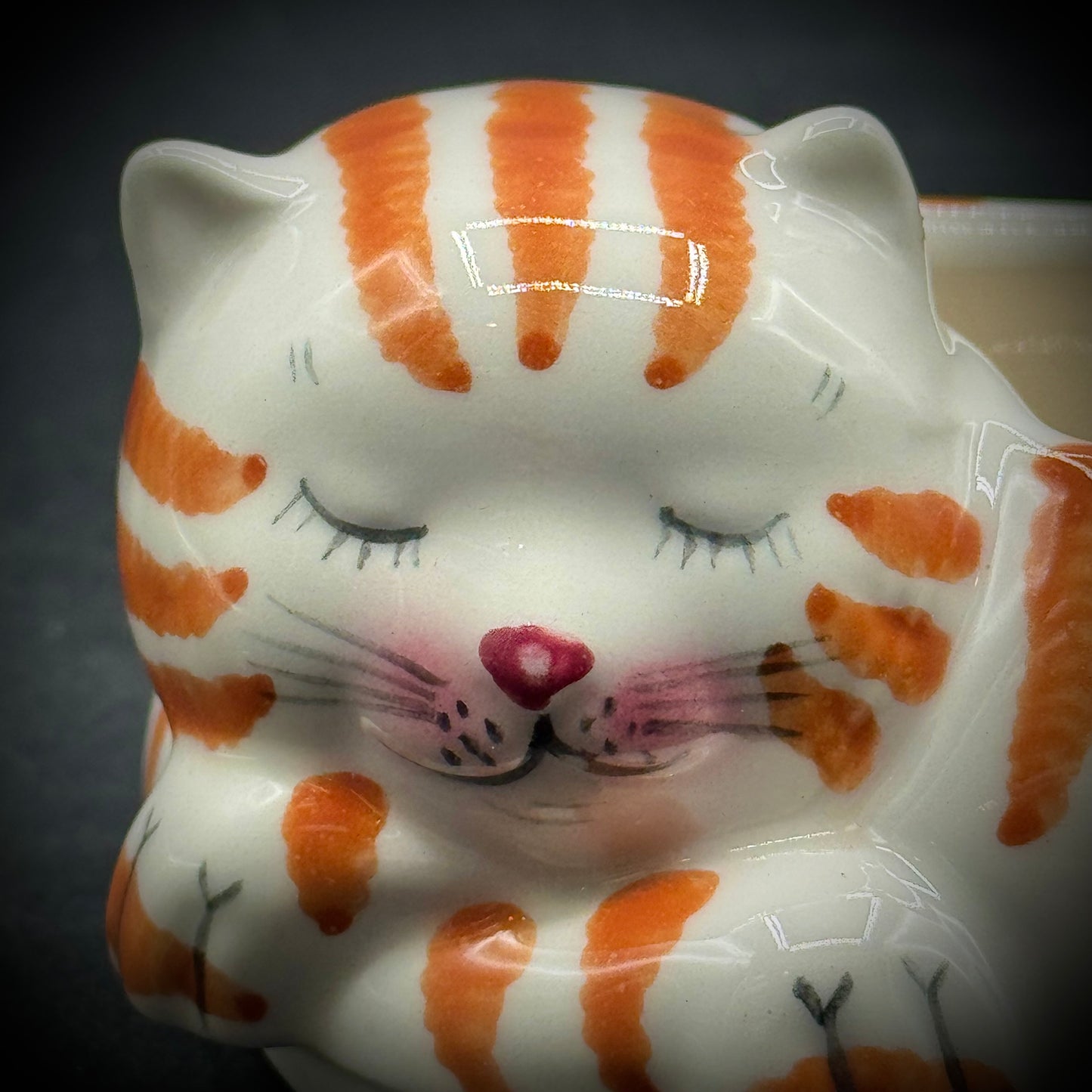Adorable Ceramic Sleeping Cat & Mouse Trinket Box