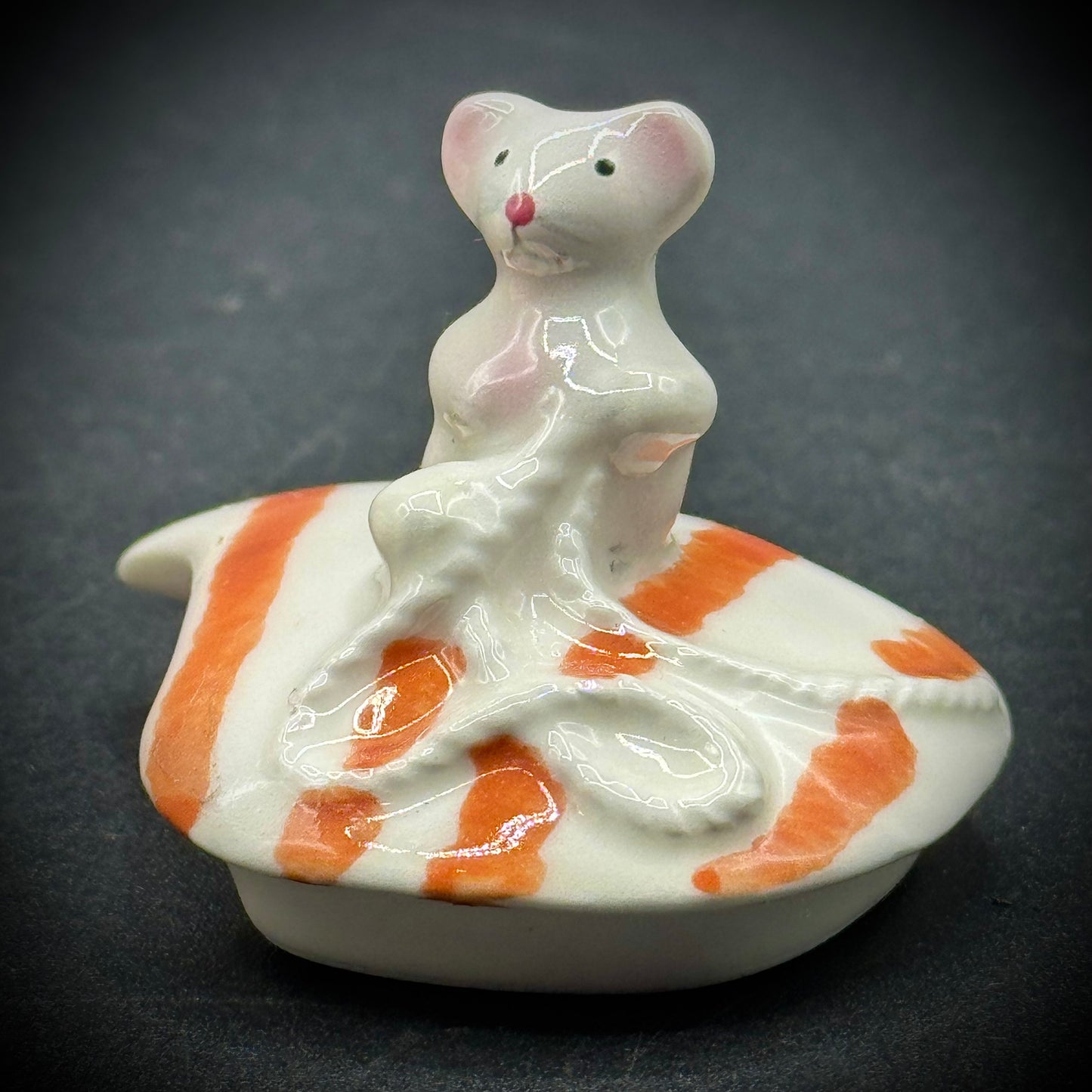 Adorable Ceramic Sleeping Cat & Mouse Trinket Box
