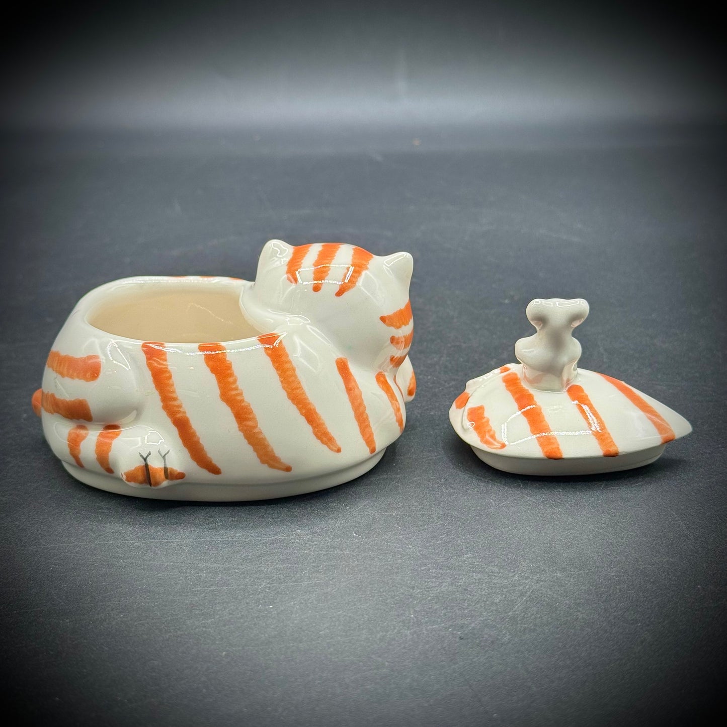 Adorable Ceramic Sleeping Cat & Mouse Trinket Box