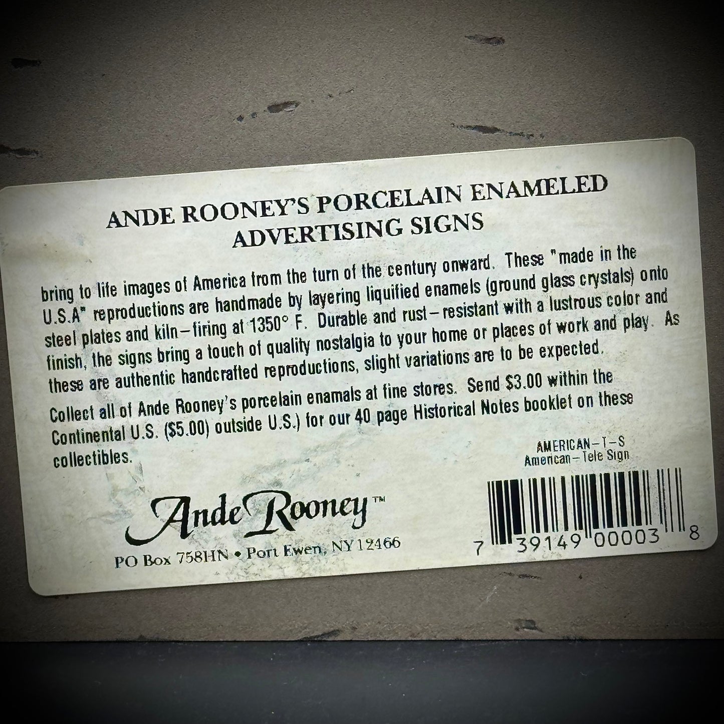 Porcelain & Metal Ande Rooney Bell Telephone Sign