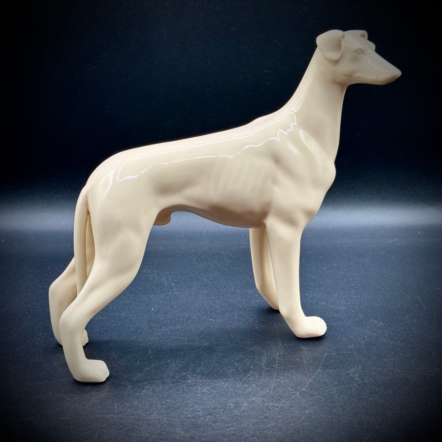 Vintage MCM White Porcelain Large Greyhound Standing Figurine