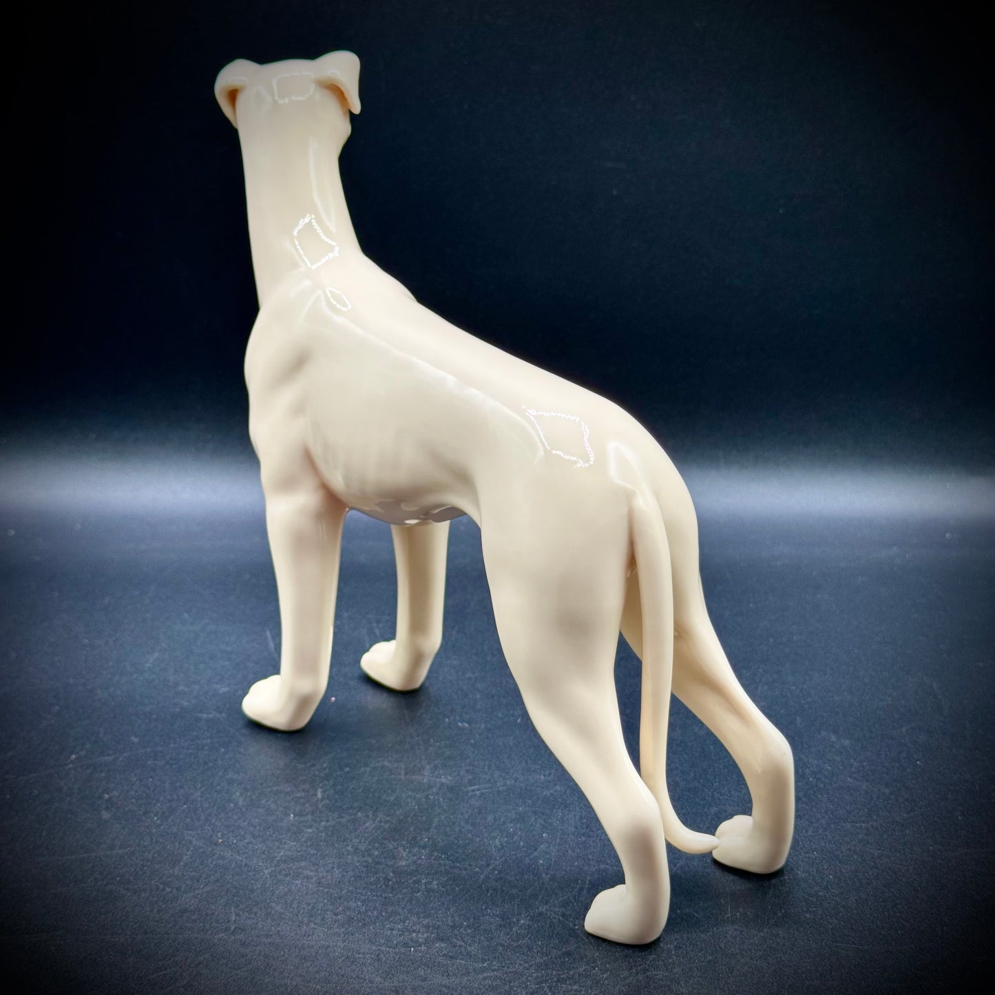 Vintage MCM White Porcelain Large Greyhound Standing Figurine