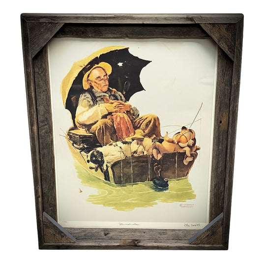 RARE Jim Davis Signed/Numbered Garfield x Norman Rockwell "Man at Sea" Lithograph