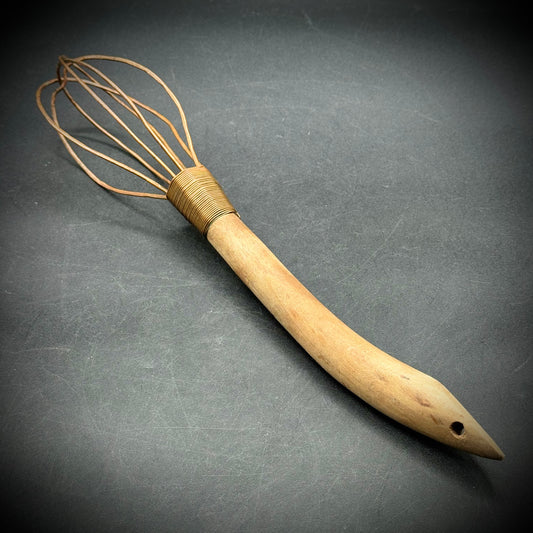 Antique Copper & Wood Whisk