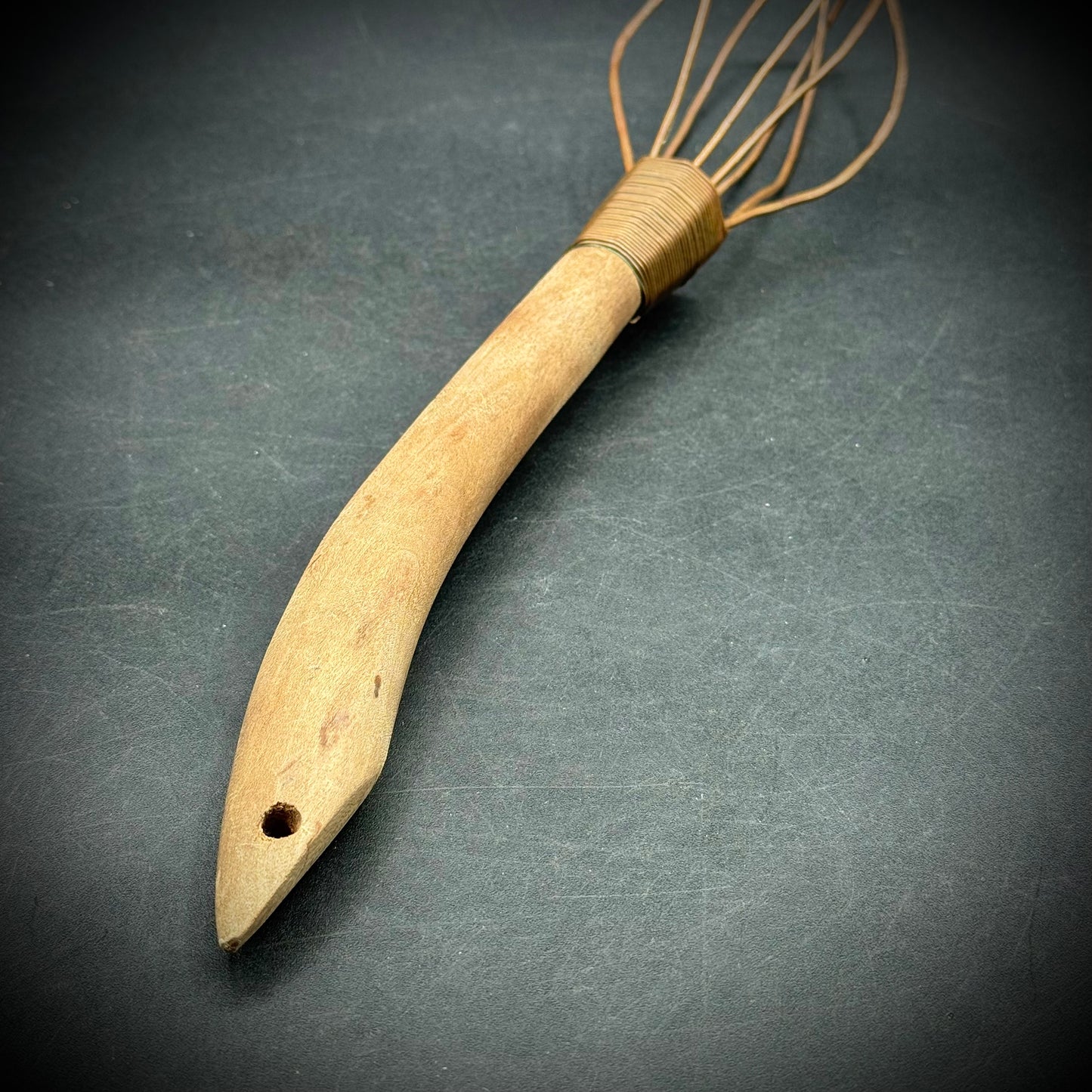 Antique Copper & Wood Whisk