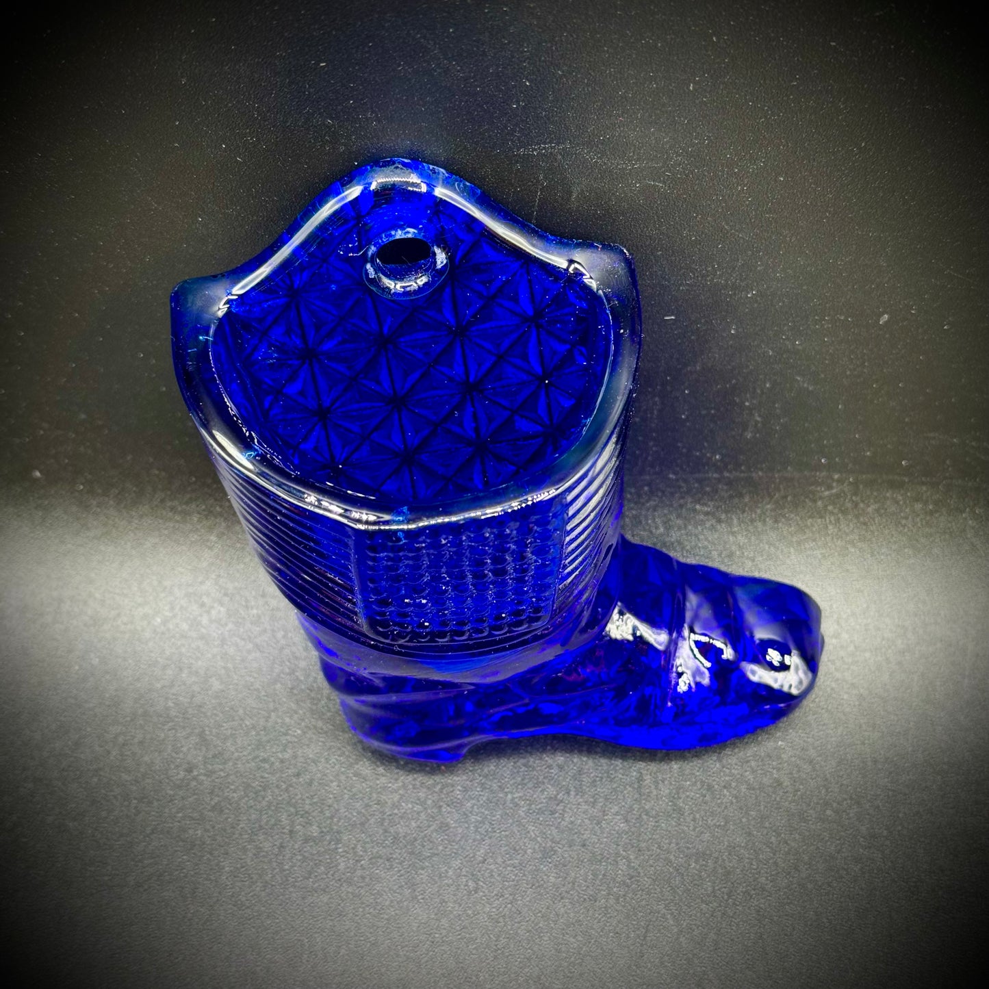 Vintage Cobalt Blue Glass Boot Wall Pocket