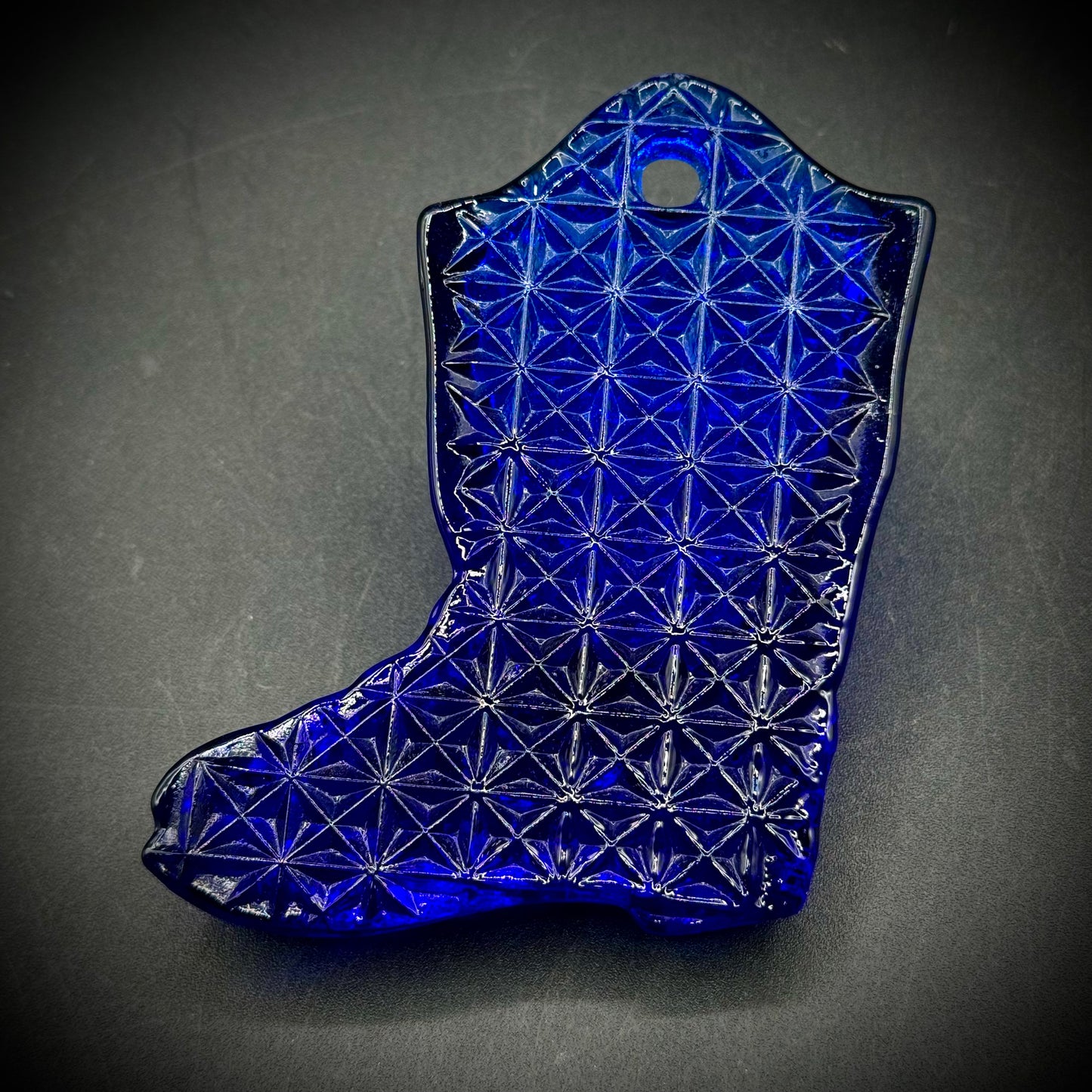 Vintage Cobalt Blue Glass Boot Wall Pocket