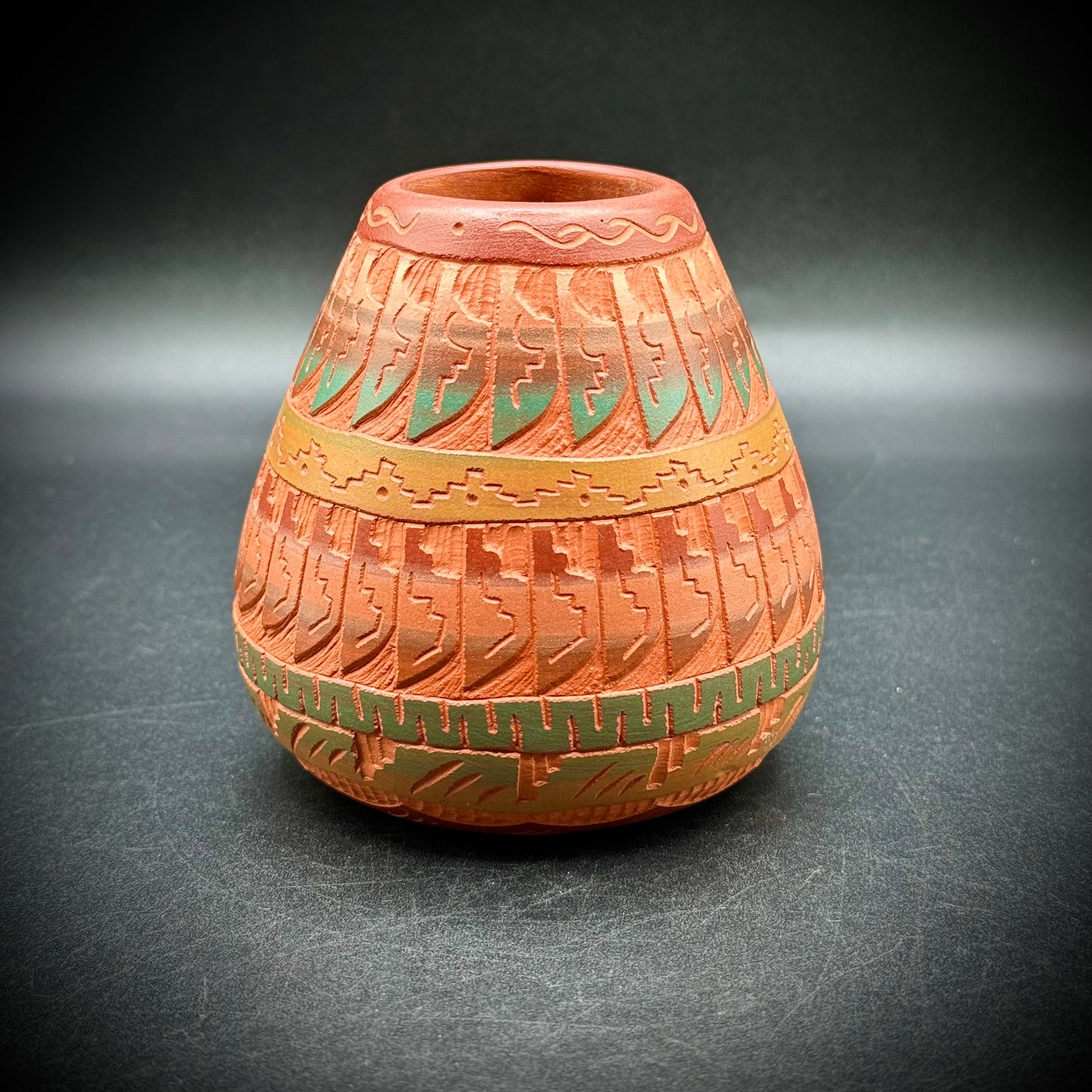 Navajo Native American Hand Etched Pottery Signed