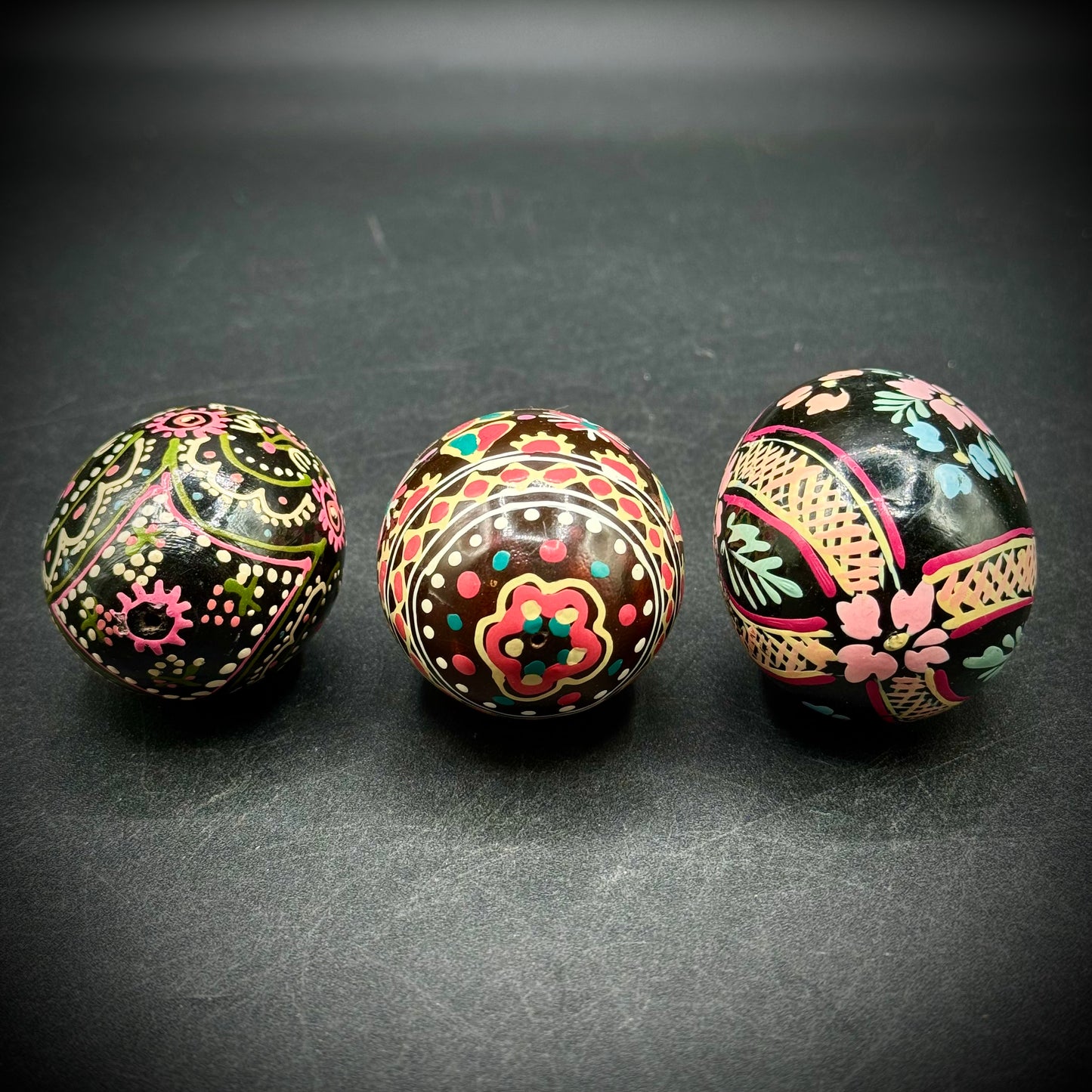 Three Vintage Hand Painted Eggs