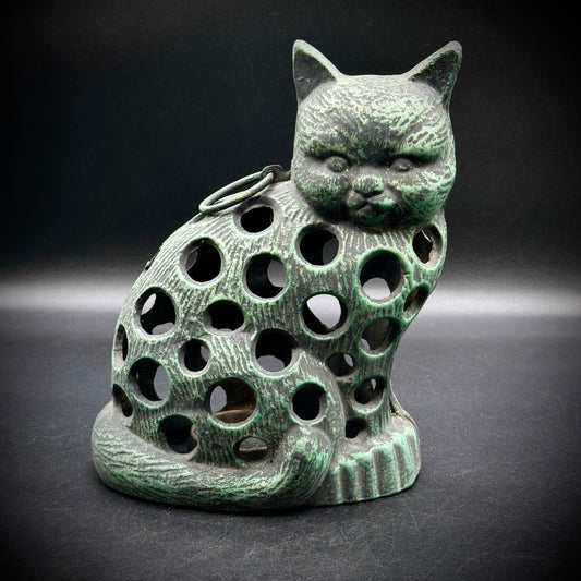 Vintage Japanese Cast Iron Cat Lantern