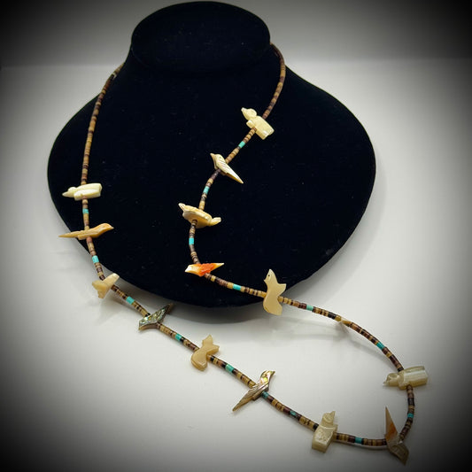 Vintage Hand Crafted Native American Fetish Necklace