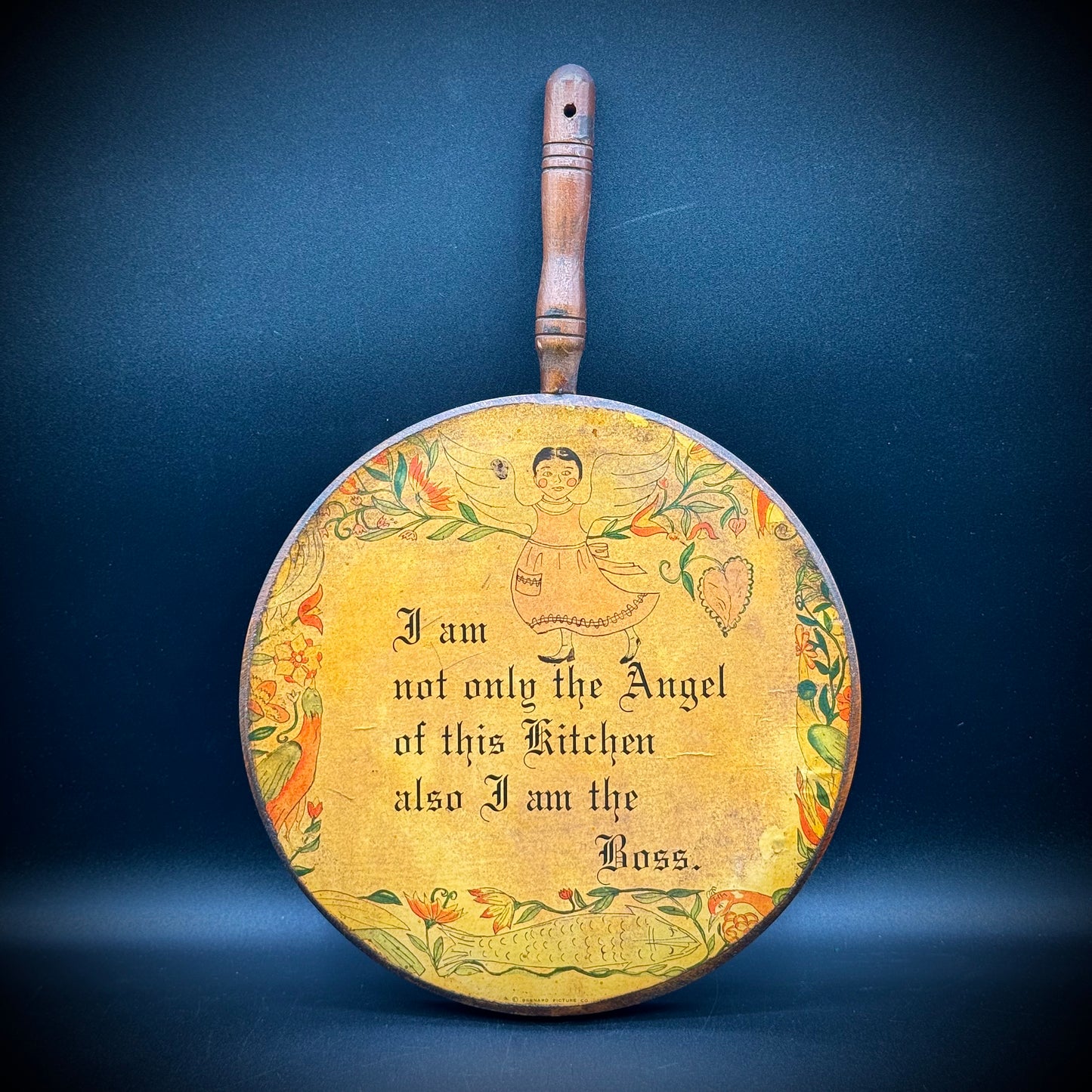 Vintage Folk Art Hanging Wood Kitchen Plaque