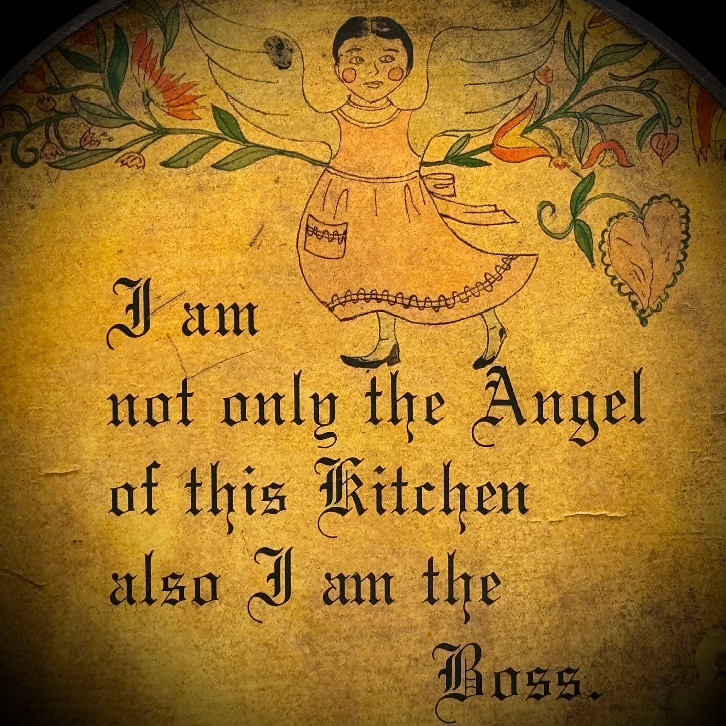 Vintage Folk Art Hanging Wood Kitchen Plaque