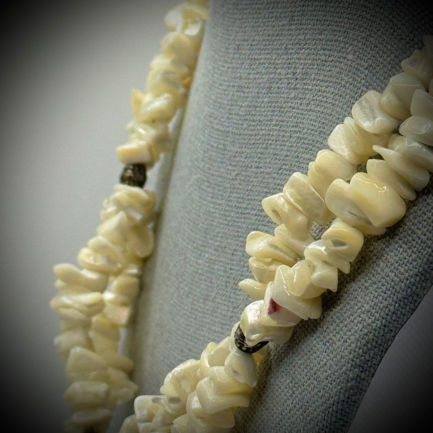 Mother of Pearl and Abalone Double Strand Pendant Necklace