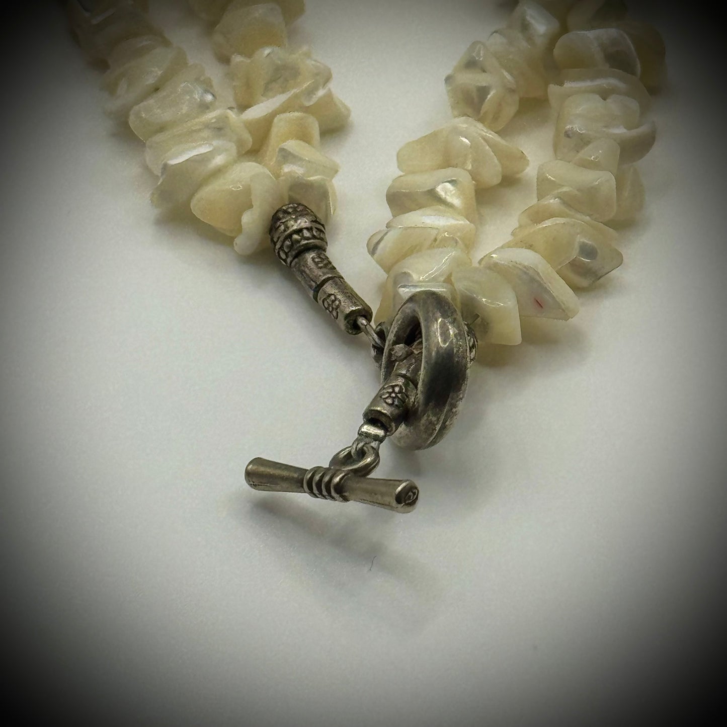 Mother of Pearl and Abalone Double Strand Pendant Necklace