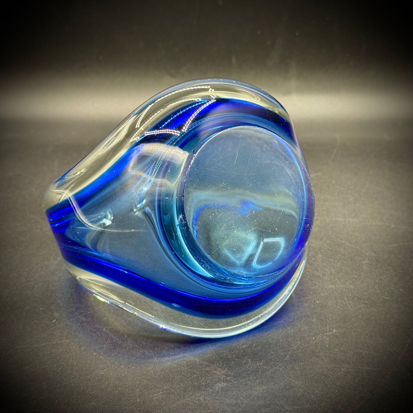Blue Murano Style Art Glass Basket