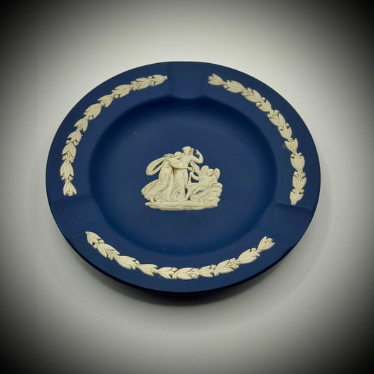 Vintage Portland Blue Jasperware Wedgwood Round Dish