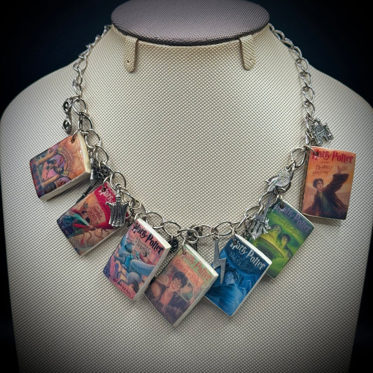 Harry Potter Charm Necklace with Books and Accents