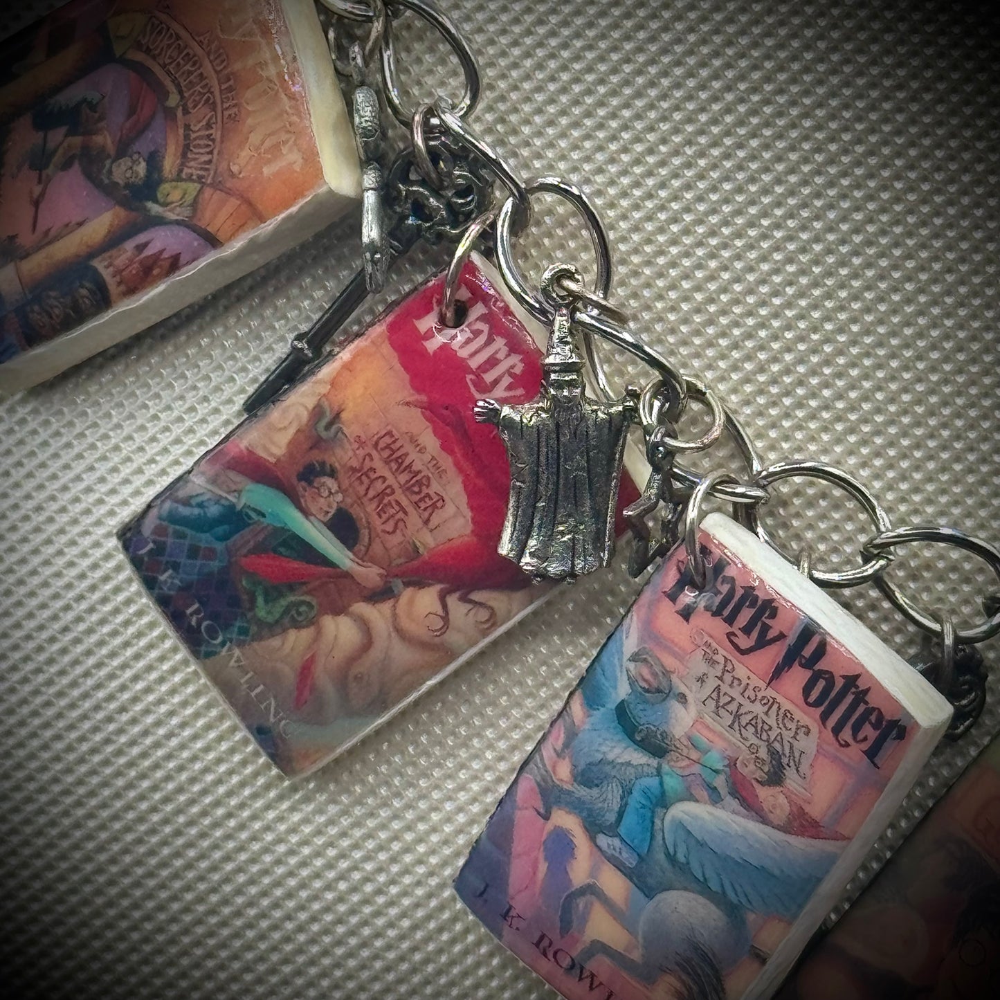 Harry Potter Charm Necklace with Books and Accents
