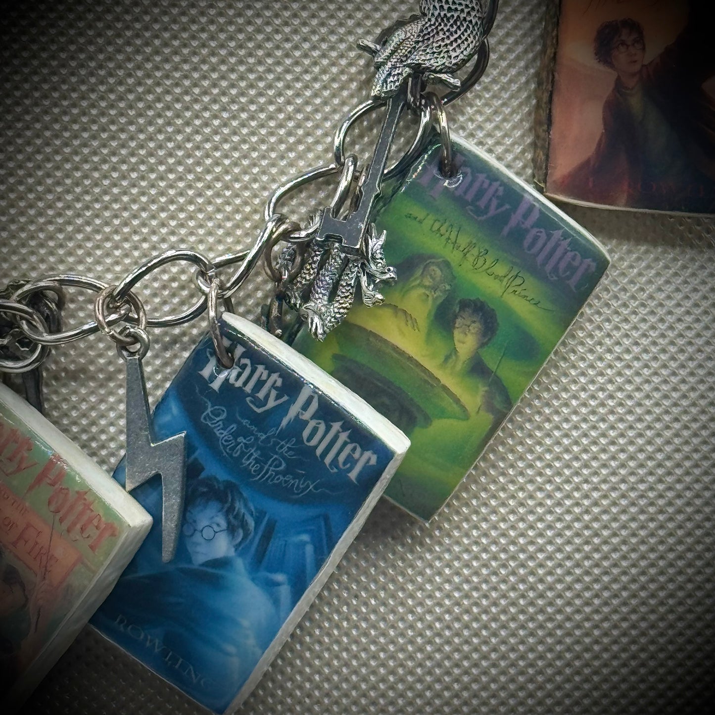 Harry Potter Charm Necklace with Books and Accents