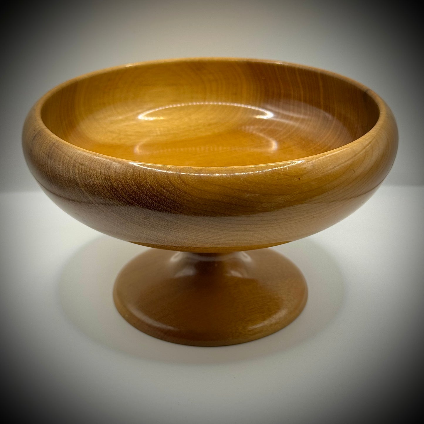 Vintage Turned Oregon Myrtlewood Pedestal Bowl