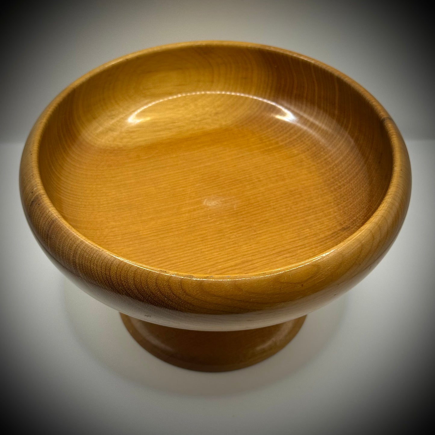 Vintage Turned Oregon Myrtlewood Pedestal Bowl
