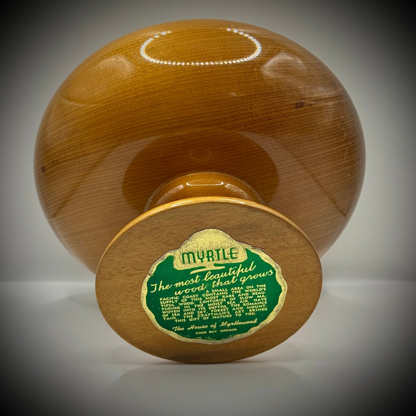 Vintage Turned Oregon Myrtlewood Pedestal Bowl