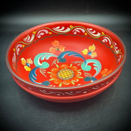 Hand Painted Norwegian Wood Dish/Bowl with Vibrant Colors