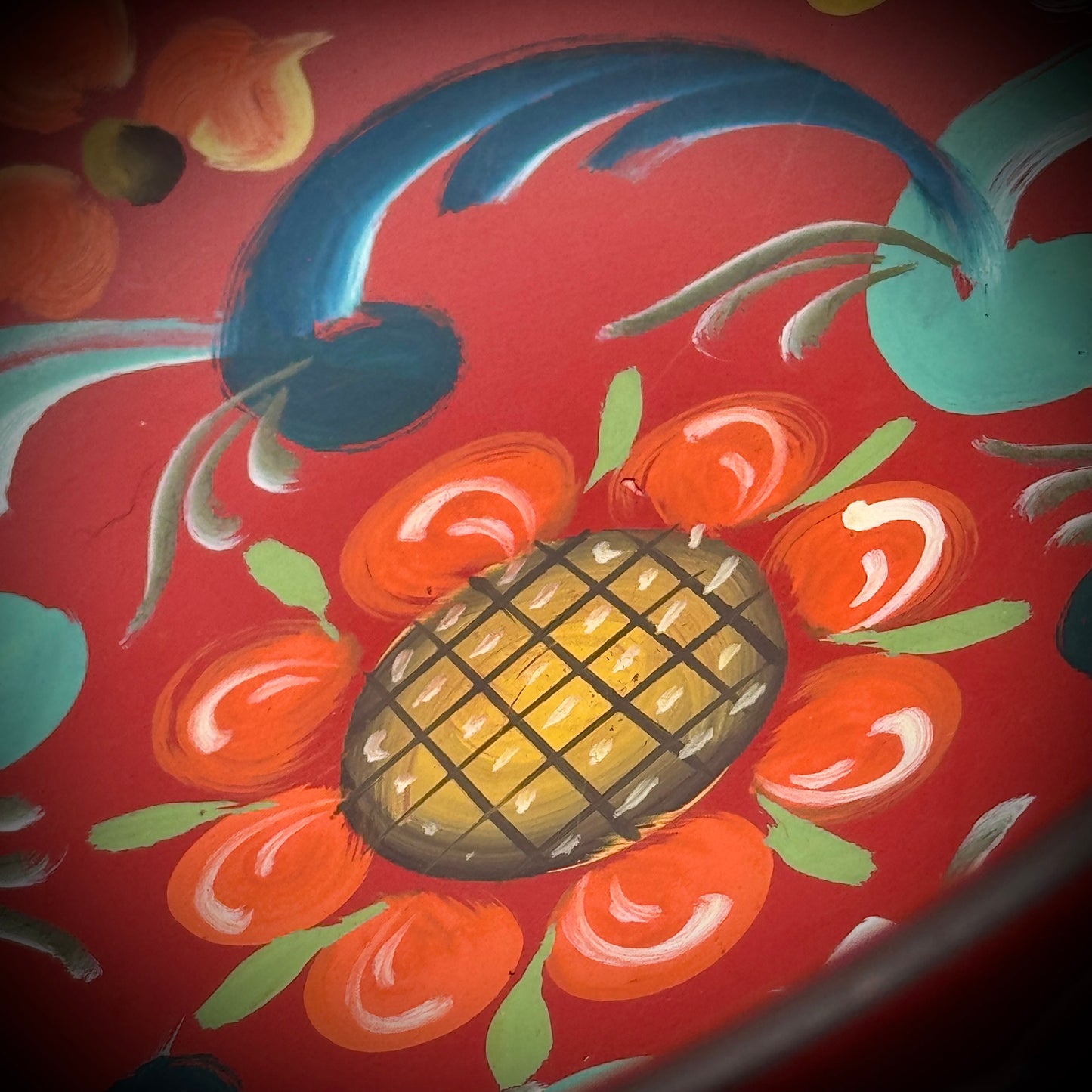 Hand Painted Norwegian Wood Dish/Bowl with Vibrant Colors