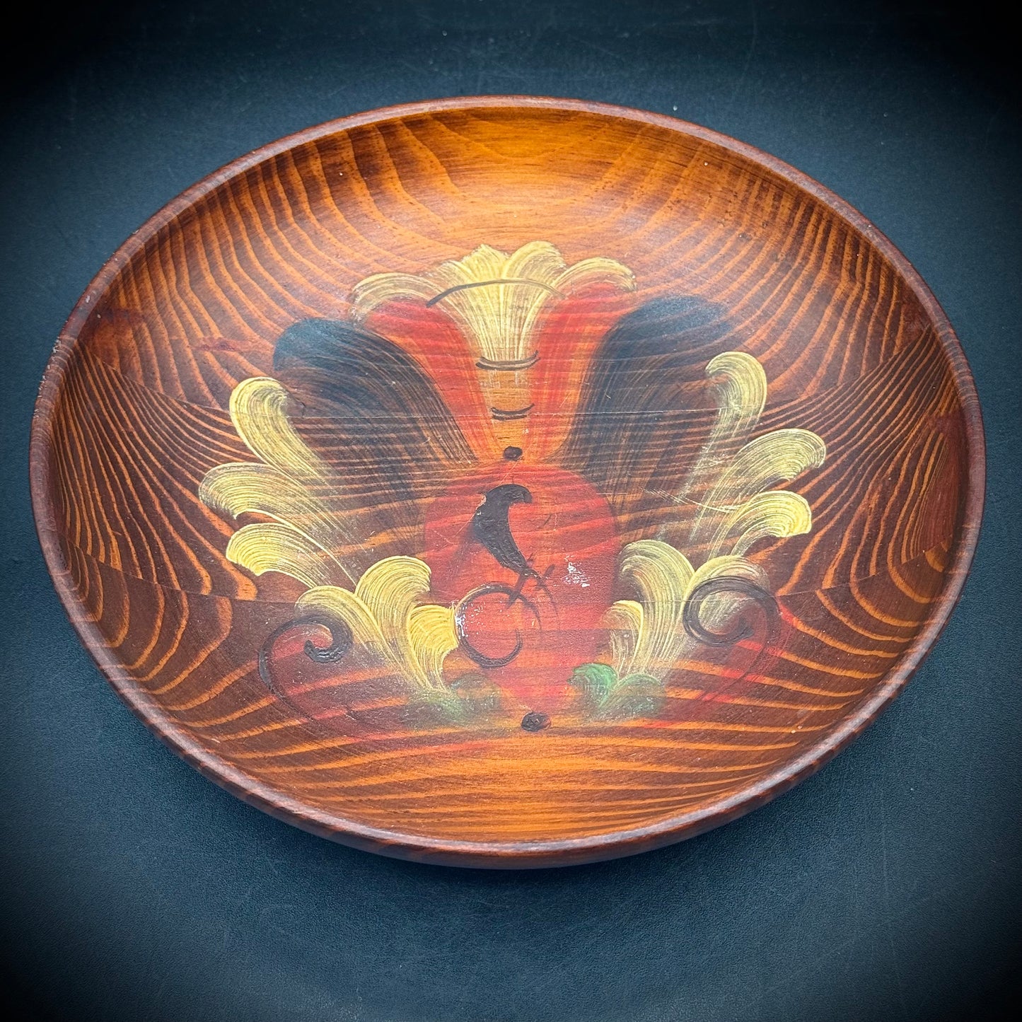 Vintage Swedish Wood Painted Dish