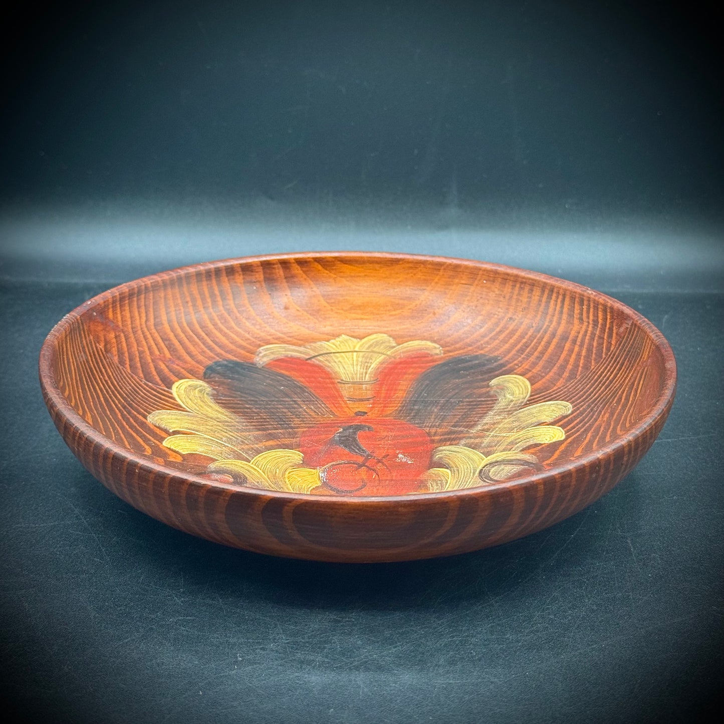 Vintage Swedish Wood Painted Dish