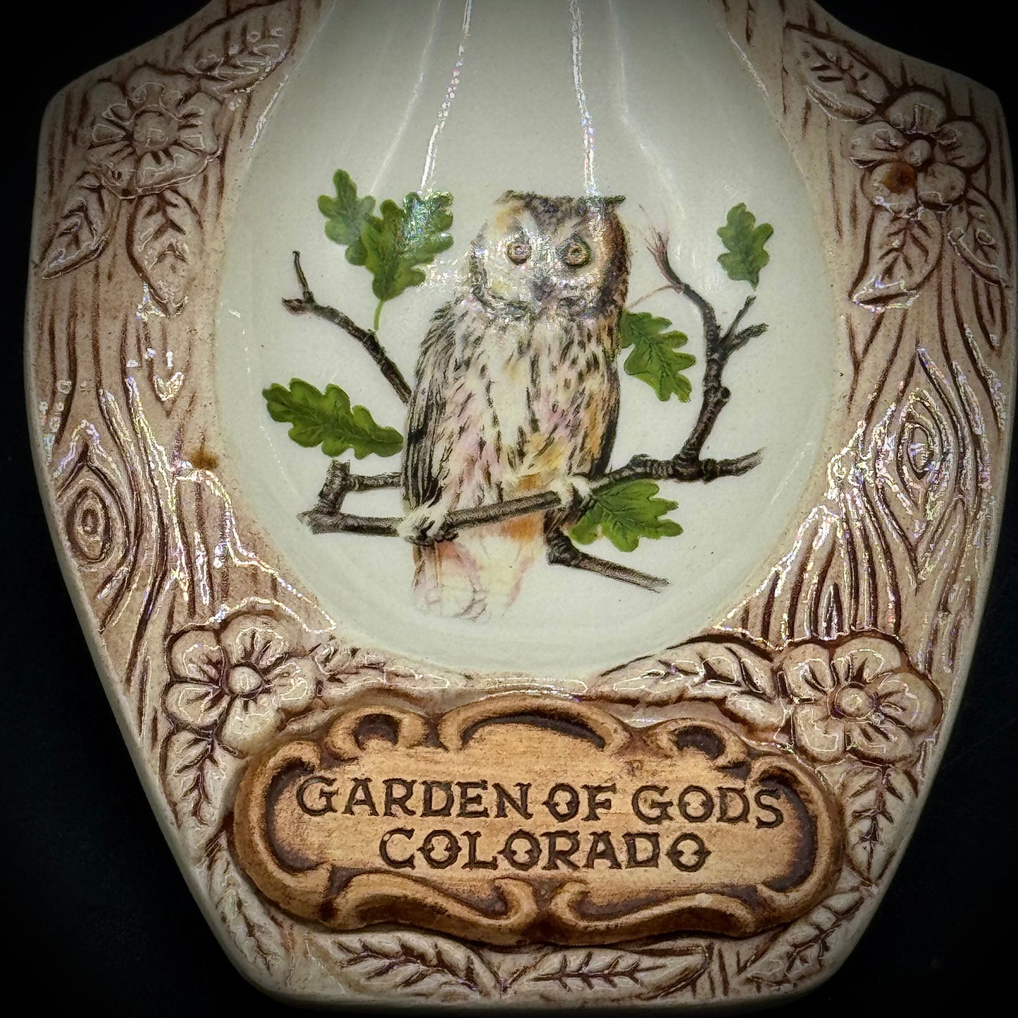 Vintage Treasure Craft USA Owl Motif Spoon Rest