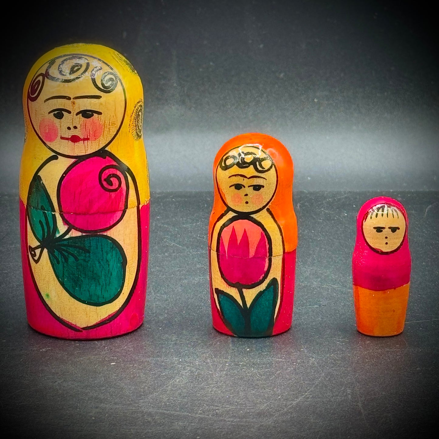 Hand Painted Five Tier Nesting Doll Set Artist Signed