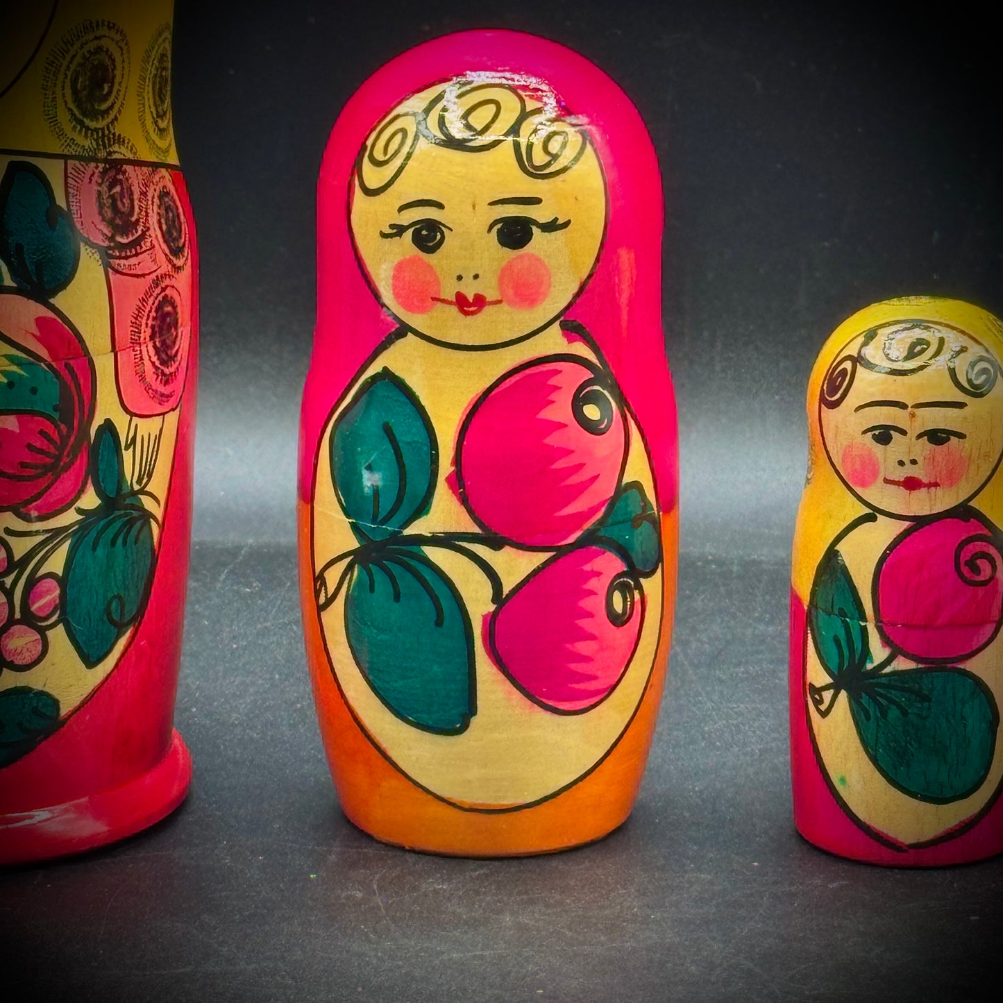 Hand Painted Five Tier Nesting Doll Set Artist Signed