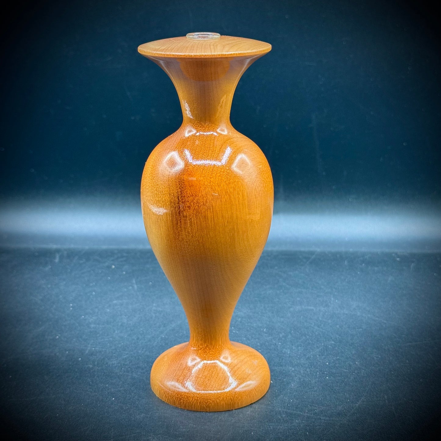 Turned Oregon Myrtlewood Vase with Glass Insert