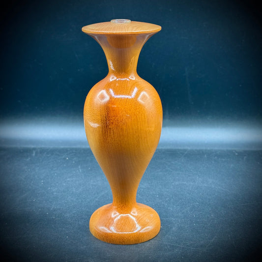 Turned Oregon Myrtlewood Vase with Glass Insert