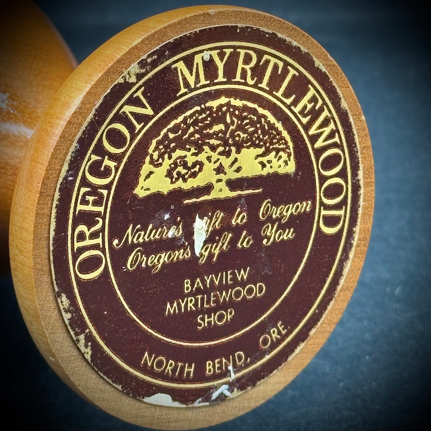 Turned Oregon Myrtlewood Vase with Glass Insert