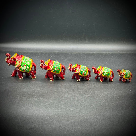 Set of 5 Marching Elephant Family Figurines