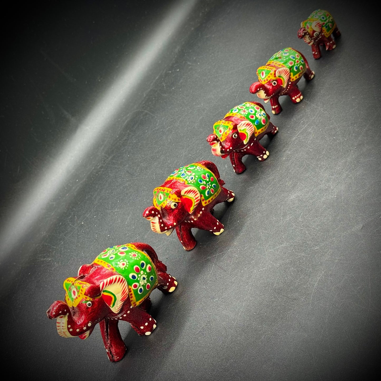 Set of 5 Marching Elephant Family Figurines
