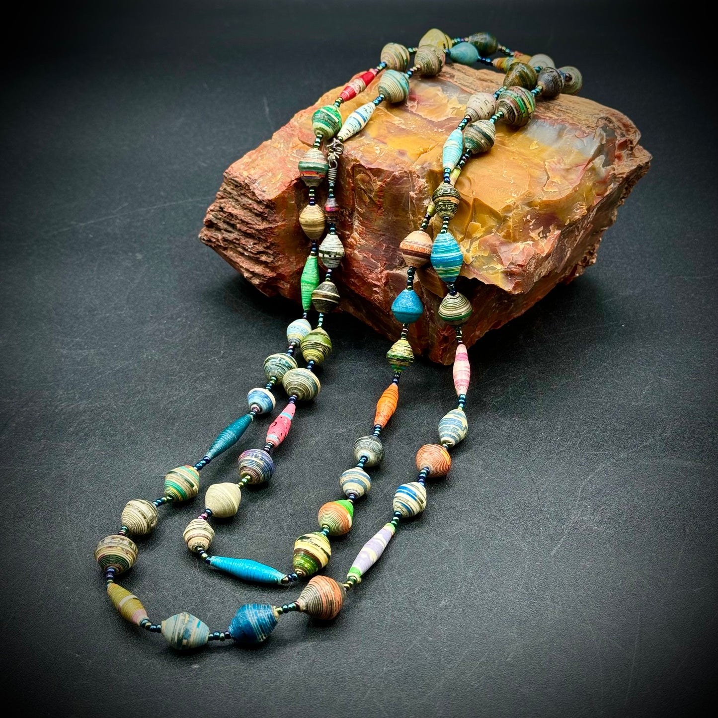 Hand Made Colorful Paper Bead Necklace