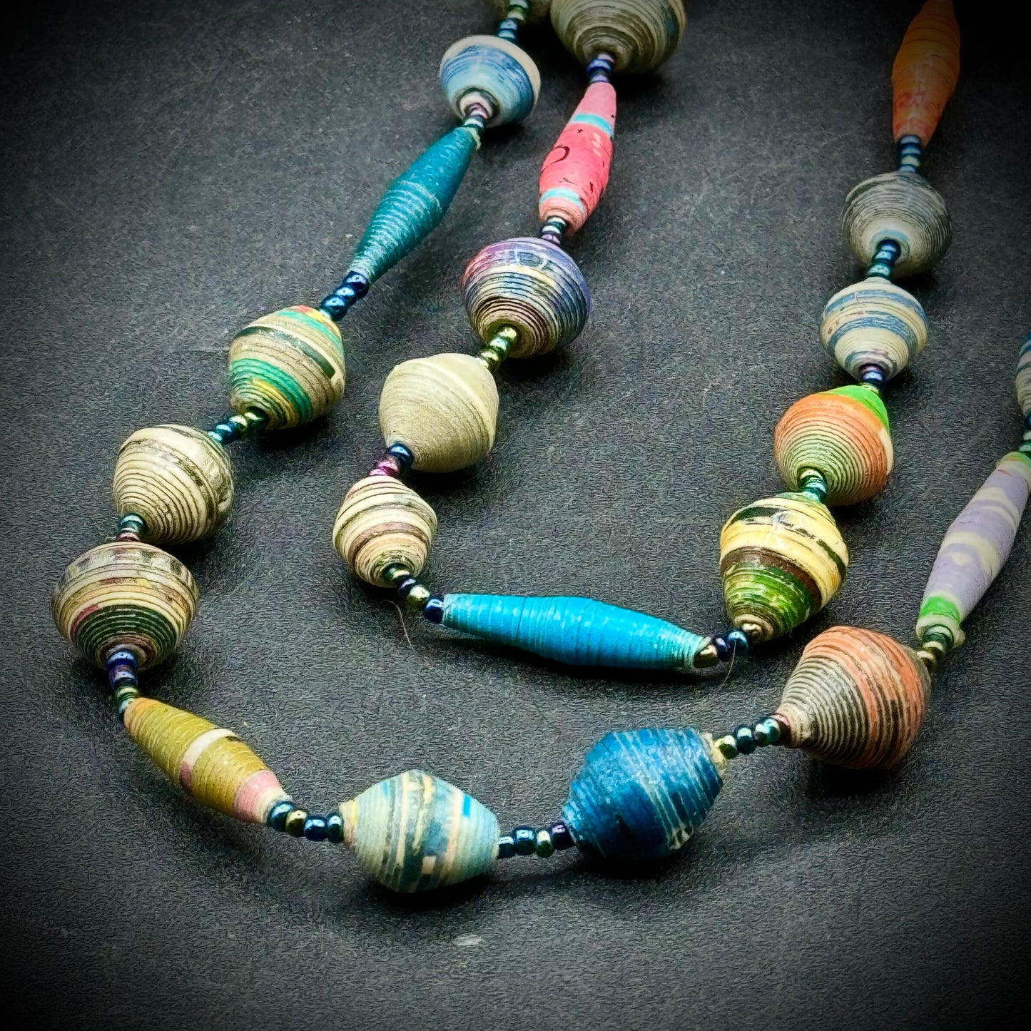 Hand Made Colorful Paper Bead Necklace