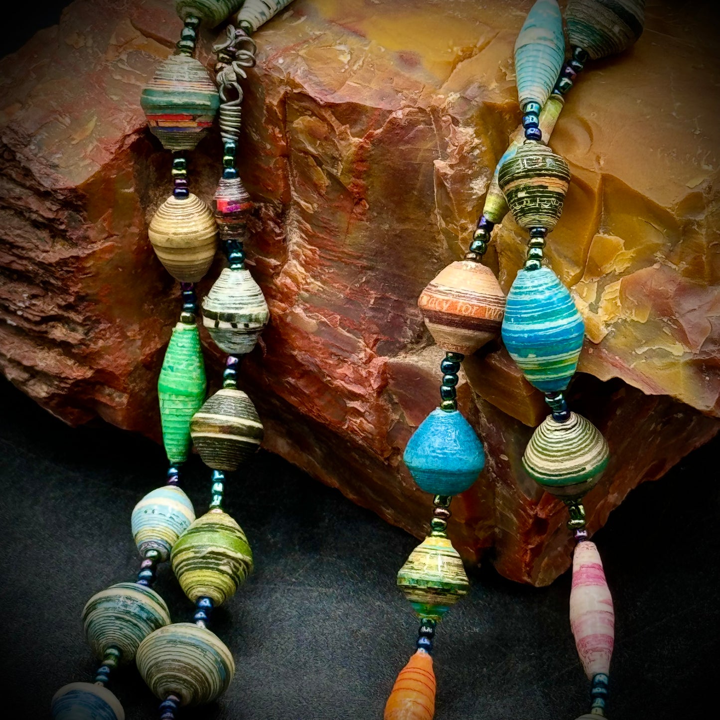 Hand Made Colorful Paper Bead Necklace